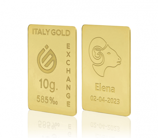 Lingote de oro signo zodiacal Aries 14 Kt de 10 g. IGE GOLD